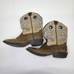 Ariat 10005993 Blue Brown Leather Western Cowboy Boots Kids Youth size us4